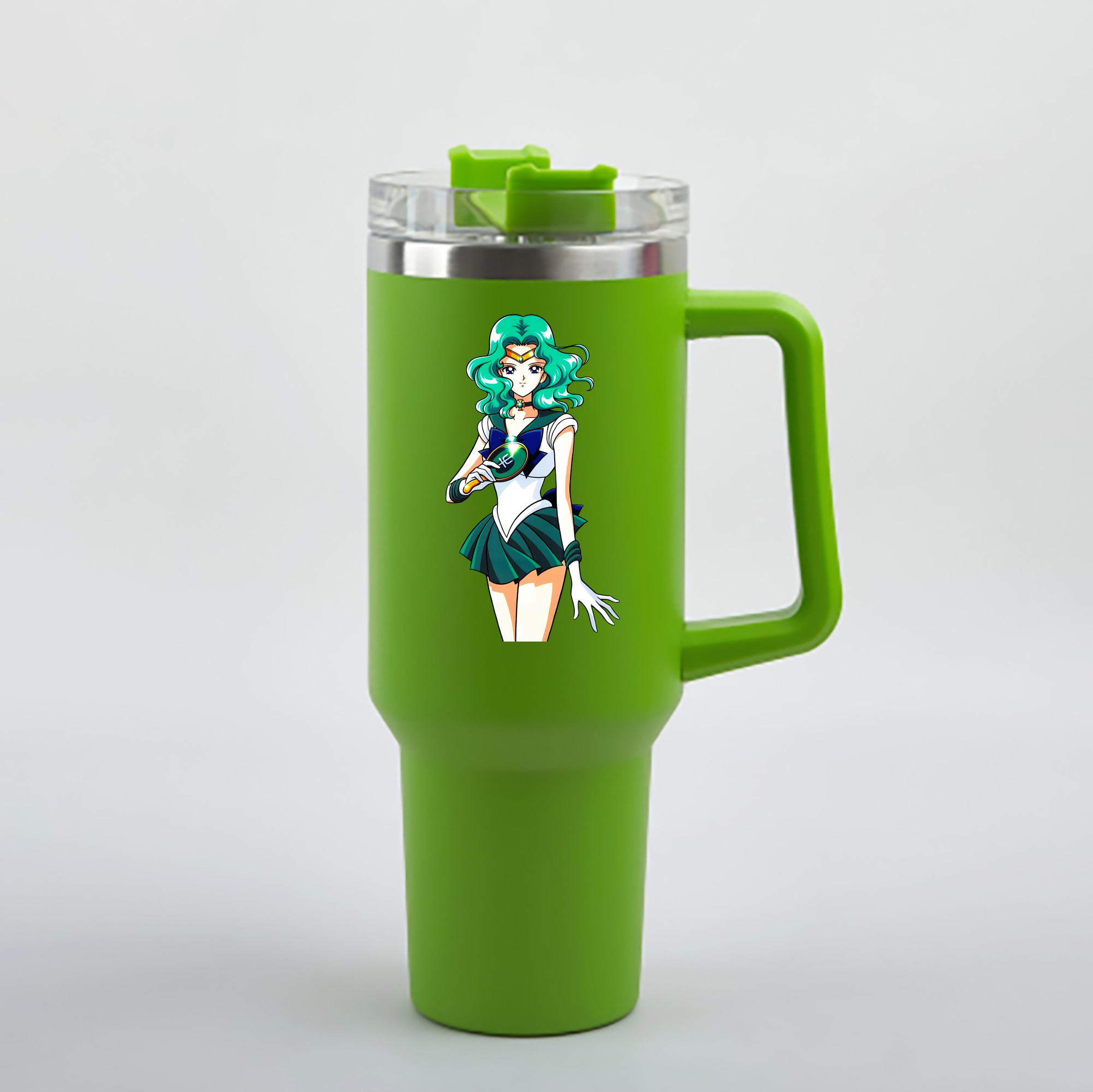 （画像用） 美少女戦士セーラームーン 海王 みちる（かいおう みちる） Sailor Moon Kaiou Michiru 1200mL車用タンブラー - クリスタルステッカー（プラスチックストロー付き）